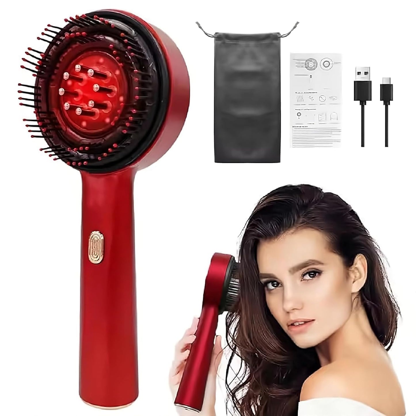 3-1 Red Light Therapy Scalp Massager | Premium Head Massager for Scalp with 2 In 1 Oil Massage Comb for Hair Growth electrical | Hair & Head Relaxation at Home | Shiatsu Massage for Hair Growth/Stress Relax | Electric Handheld Massagers