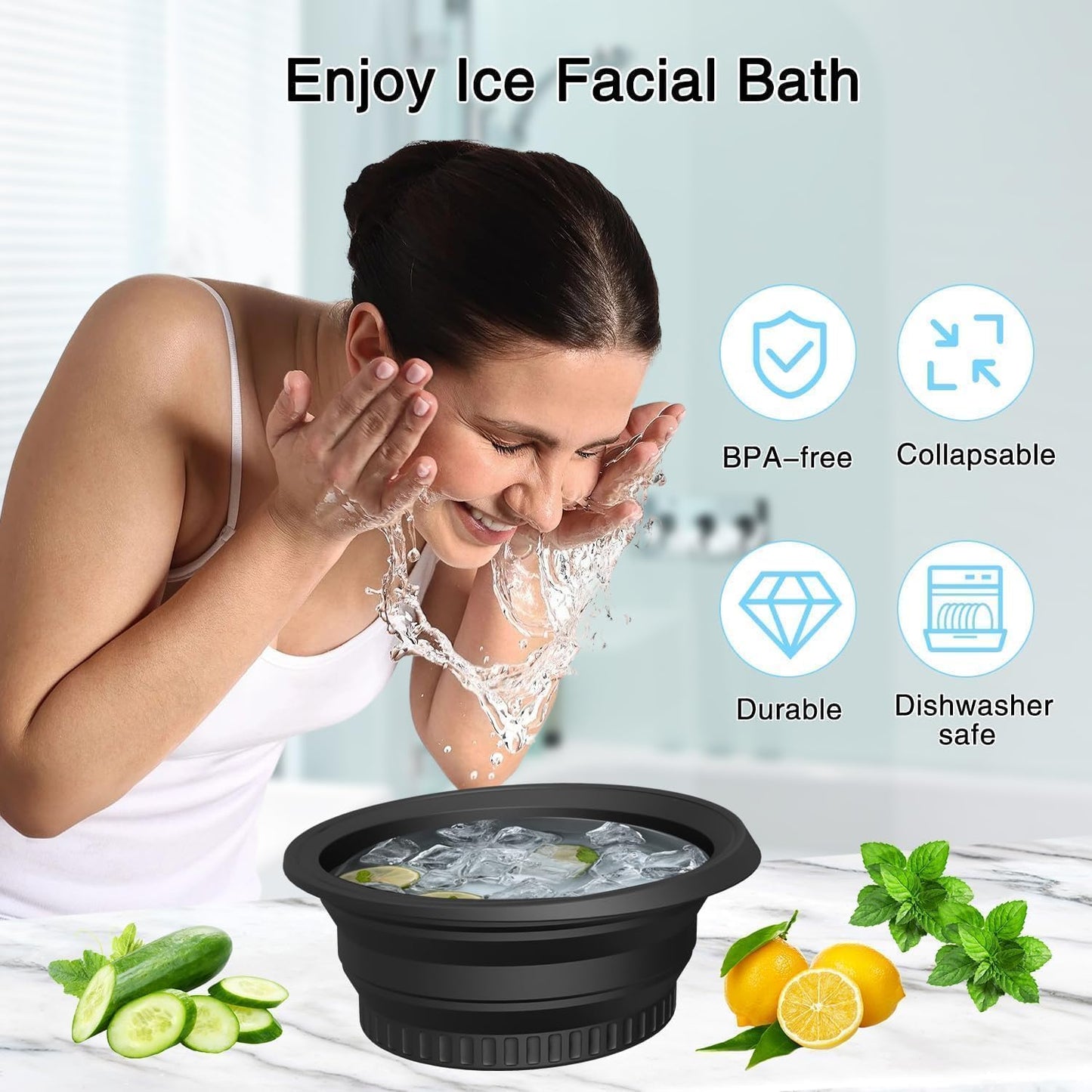 Ice Face Bath Bowl with Built-in Ice Tray | Silicone Ice Facial Bowl for Skin Tightening, Pore Shrinking & Cold Therapy | Reusable Portable Skincare Tool for Men & Women