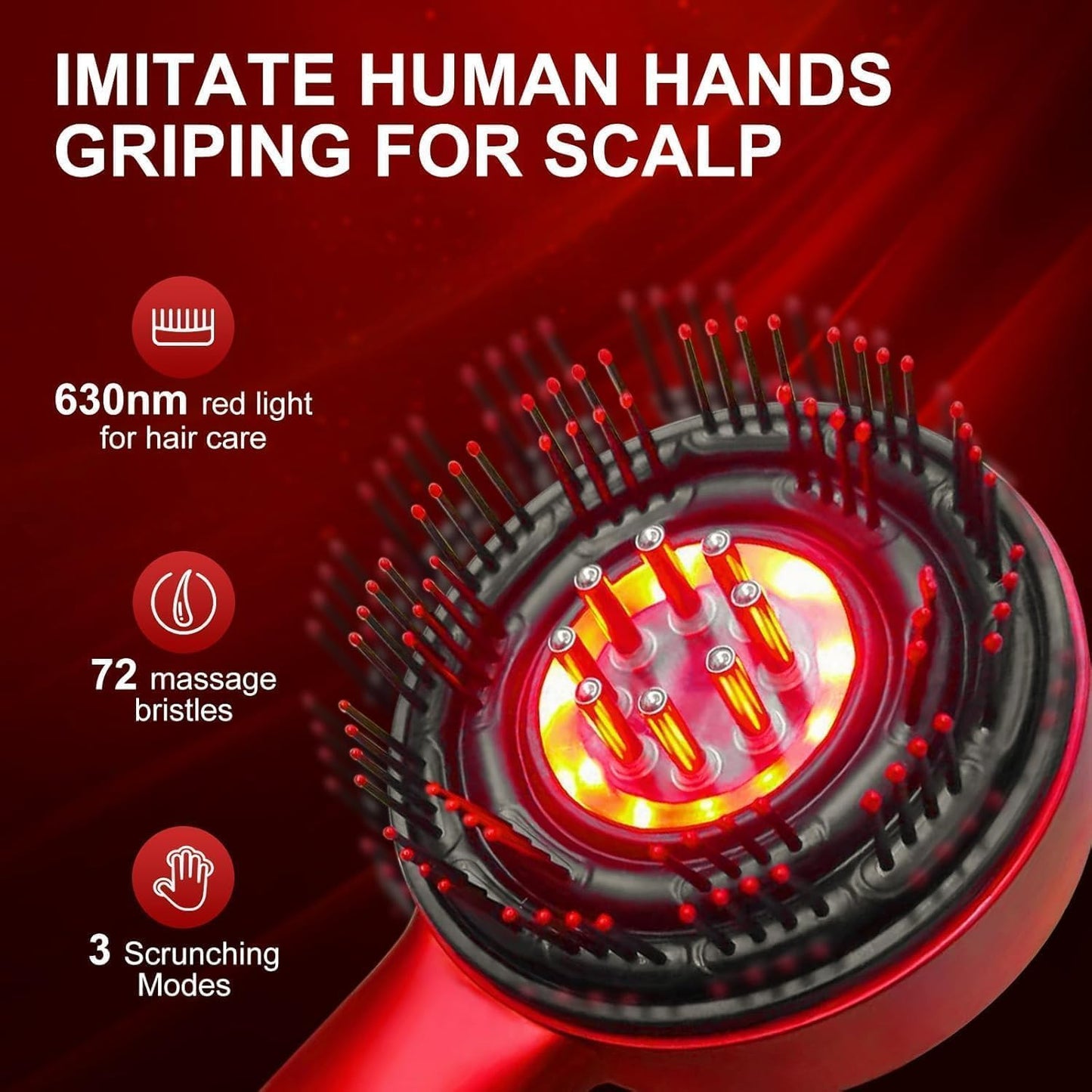 3-1 Red Light Therapy Scalp Massager | Premium Head Massager for Scalp with 2 In 1 Oil Massage Comb for Hair Growth electrical | Hair & Head Relaxation at Home | Shiatsu Massage for Hair Growth/Stress Relax | Electric Handheld Massagers