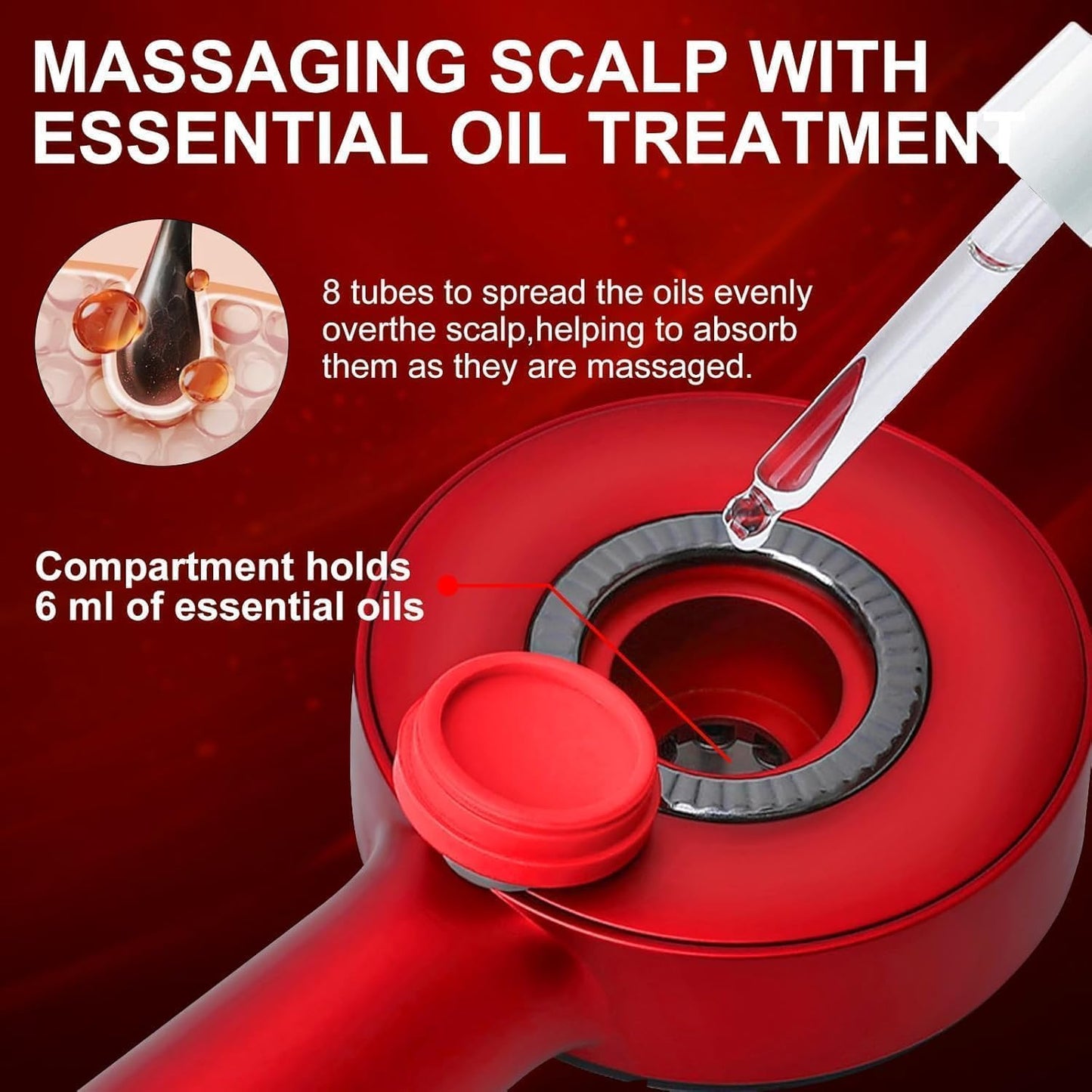 3-1 Red Light Therapy Scalp Massager | Premium Head Massager for Scalp with 2 In 1 Oil Massage Comb for Hair Growth electrical | Hair & Head Relaxation at Home | Shiatsu Massage for Hair Growth/Stress Relax | Electric Handheld Massagers