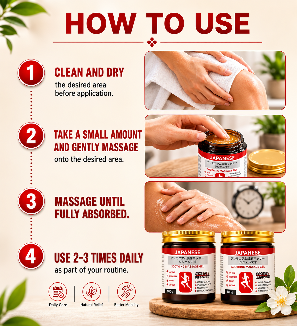 Nihon Relief Gel Japanese Joint & Muscle Massage Gel (Buy 1 Get 1)
