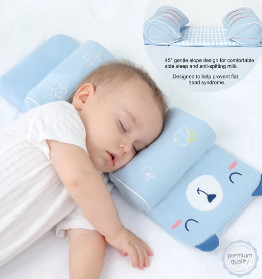 Baby Sleeping Support Pillow with Side Rollers | Newborn Safety Sleeping Pillow Set | Soft Cotton Infant Neck Pillow for 0–12 Months | Anti-Flat Head Cushion for Baby Boys & Girls