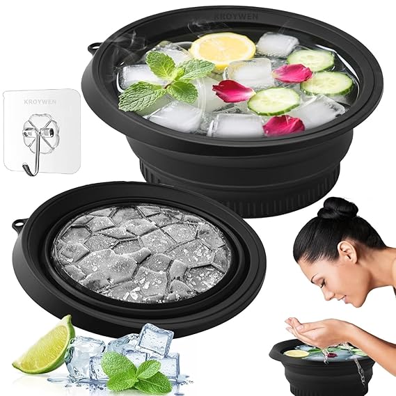 Ice Face Bath Bowl with Built-in Ice Tray | Silicone Ice Facial Bowl for Skin Tightening, Pore Shrinking & Cold Therapy | Reusable Portable Skincare Tool for Men & Women